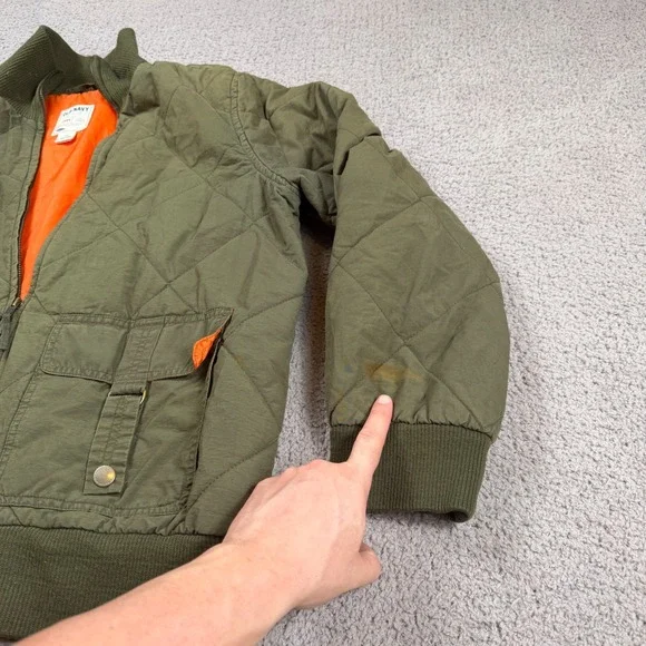 Quilted Bomber Jacket Mens XXL Olive Green Military MA1 Orange Lining Old Navy - Picture 5 of 7